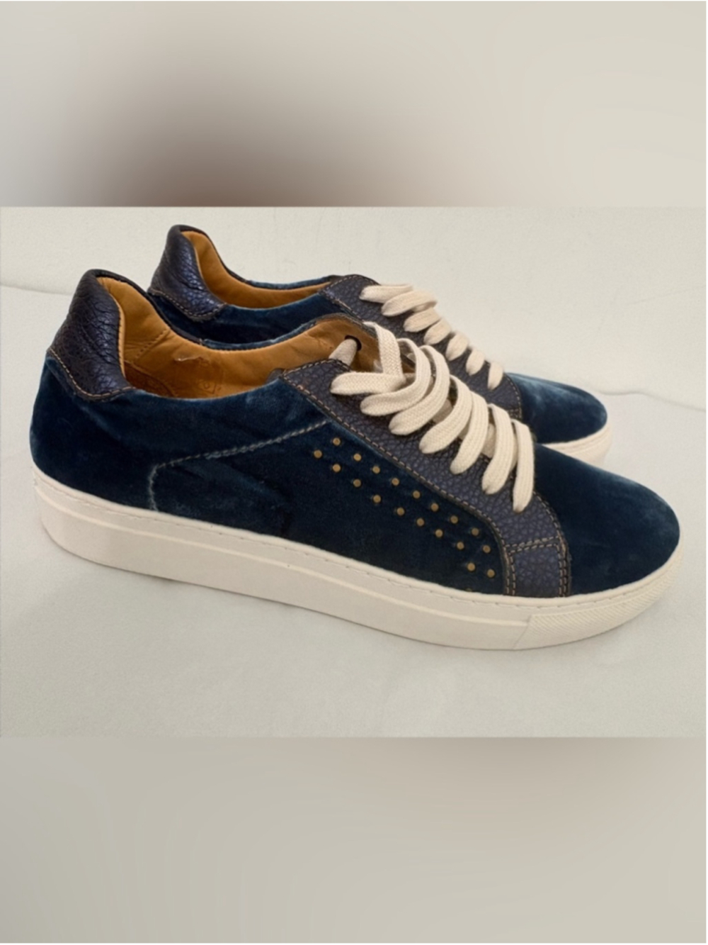 Penelope Chilvers Paradise Velvet Sneakers Sz 7.5 Indigo Blue EUC - Picture 3 of 11
